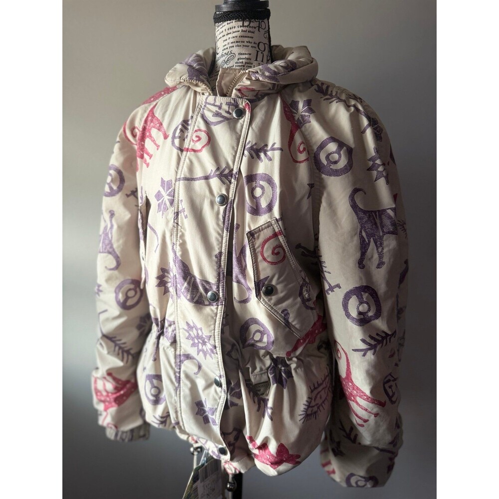 90s retro Vintage Coliech Canadian Olympic Winter Team Print Ski Jacket Size 8